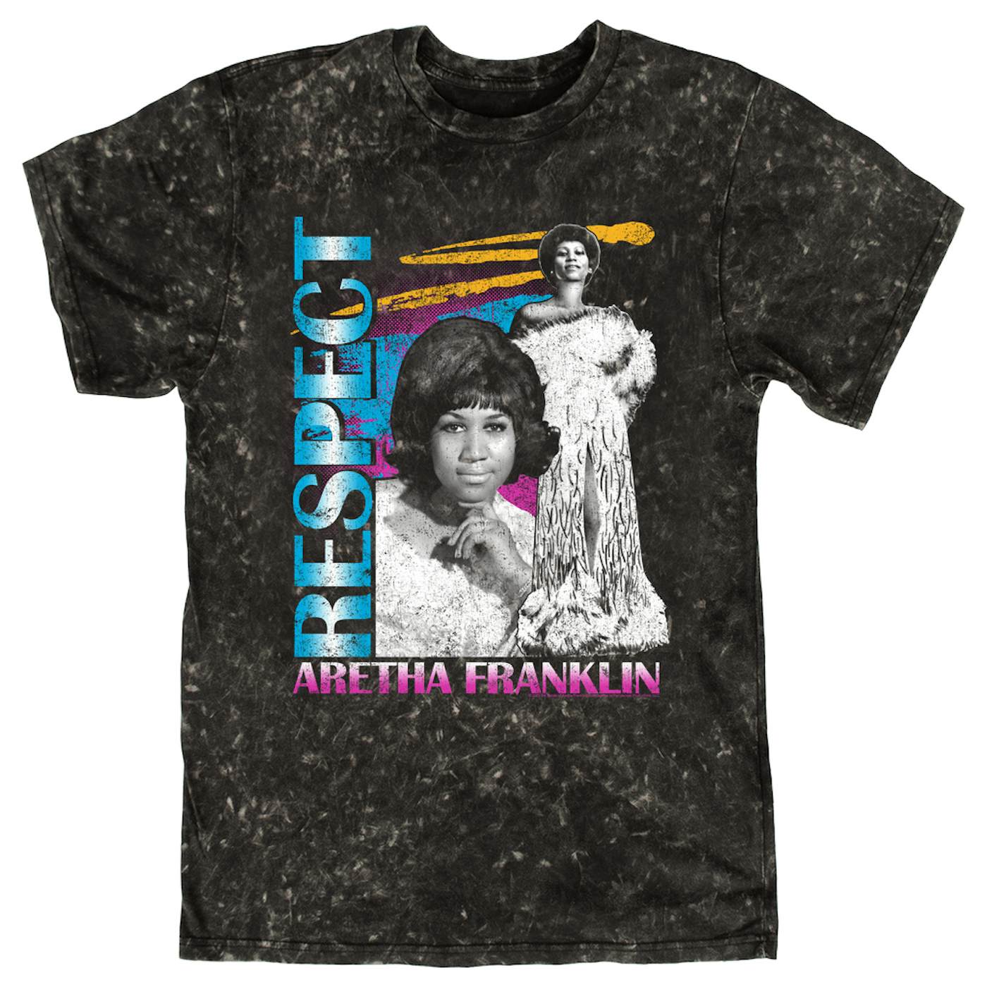 Aretha Franklin T-shirt | Respect Pop Art Collage Aretha Franklin Mineral Wash Shirt