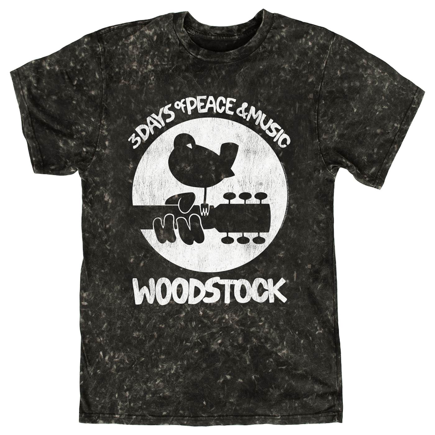 Woodstock T-shirt | Woodstock Bird And Guitar All In White (Merchbar Exclusive) Woodstock Mineral Wash Shirt