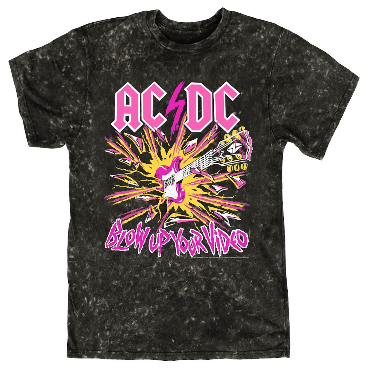 AC/DC T-shirt | Blow Up Your Video Neon Design ACDC Mineral Wash Shirt