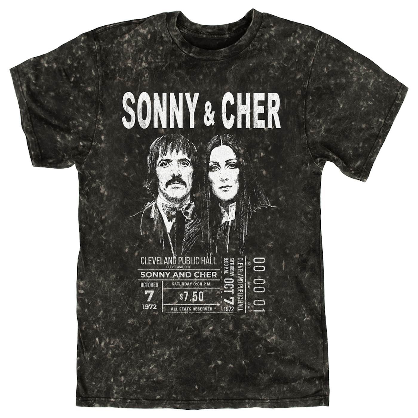 Sonny & Cher T-shirt | Cleveland Hall Concert Ticket Stub (Merchbar Exclusive) Sonny and Cher Mineral Wash Shirt