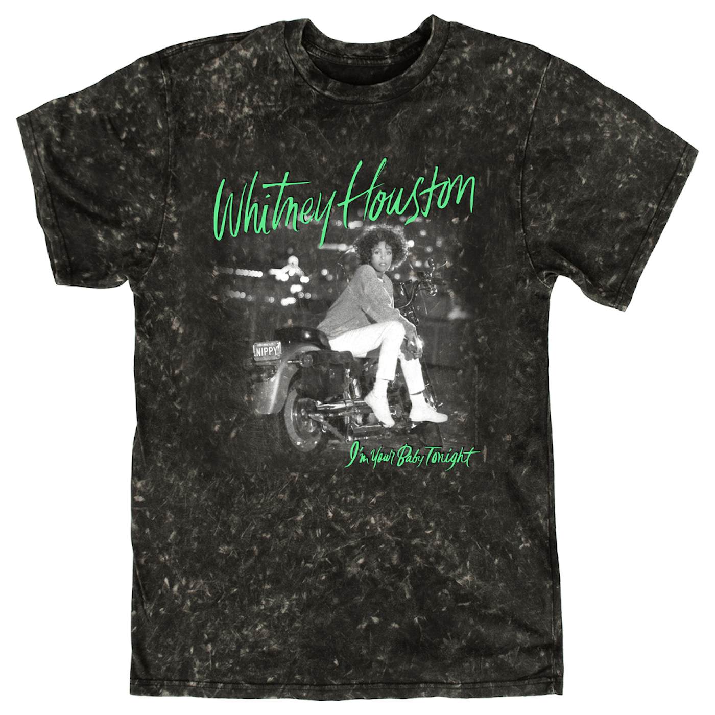 Whitney Houston T-shirt | I'm Your Baby Tonight Album Cover Green Design Whitney Houston Mineral Wash Shirt