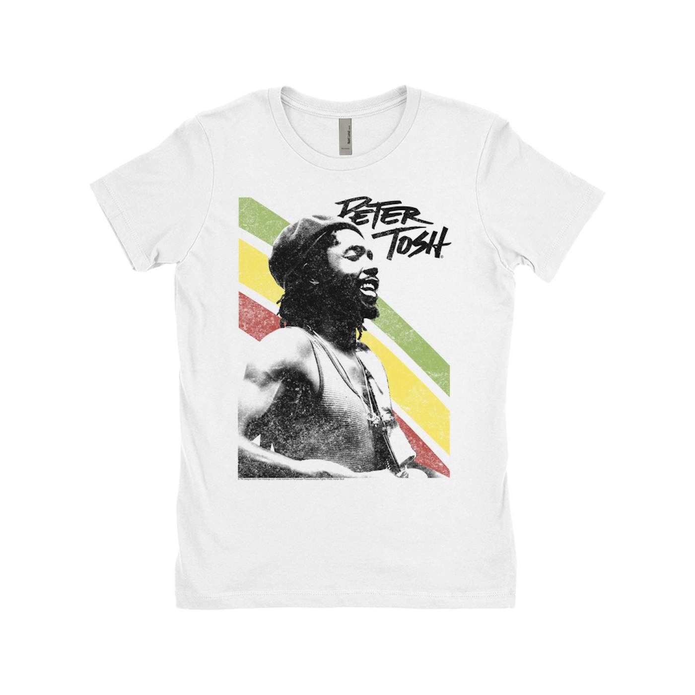 Peter Tosh Ladies' Boyfriend T-Shirt | Traditional Rasta Stripes Peter Tosh Shirt