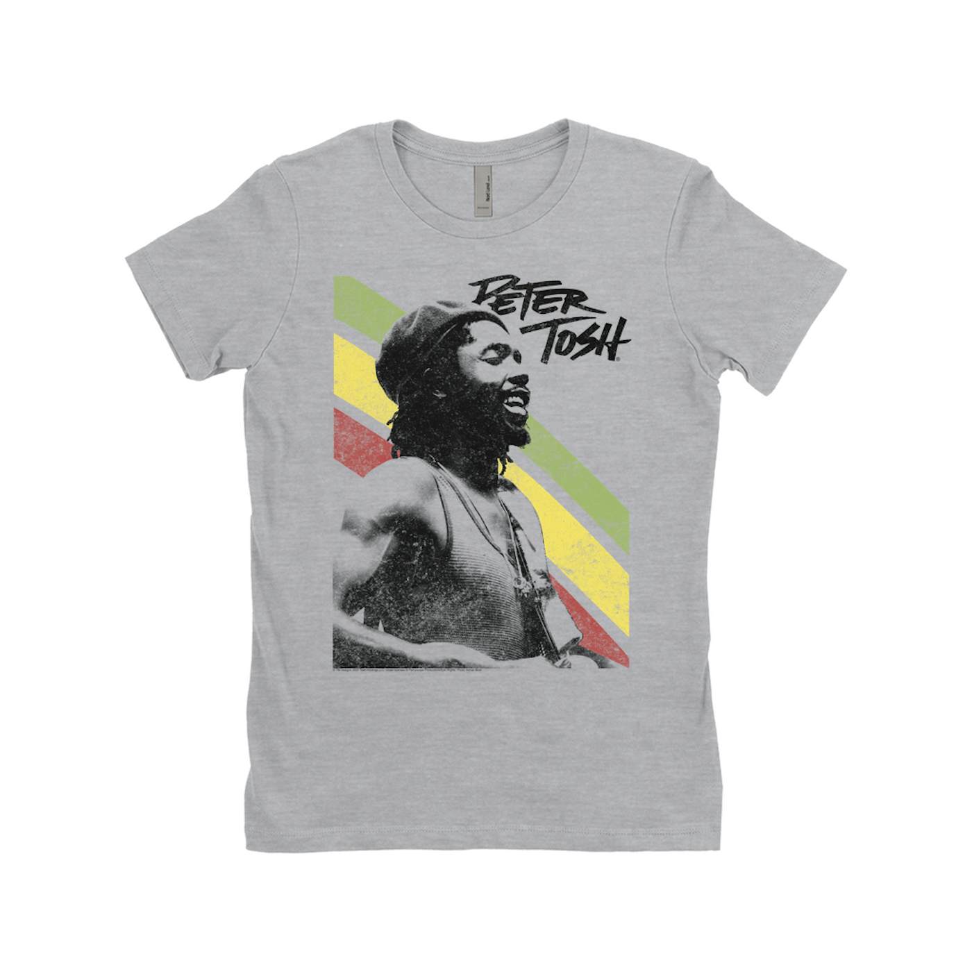 Peter Tosh Ladies' Boyfriend T-Shirt | Traditional Rasta Stripes Peter Tosh Shirt