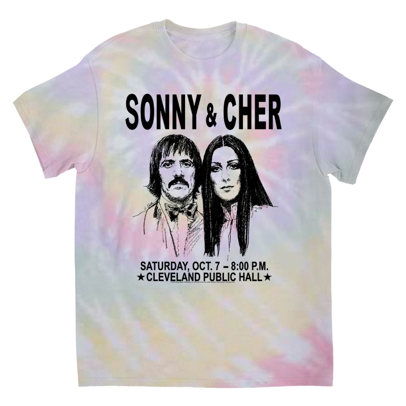 Sonny & Cher T-Shirt | Cleveland Hall Concert Poster (Merchbar Exclusive) Sonny and Cher Tie Dye Shirt