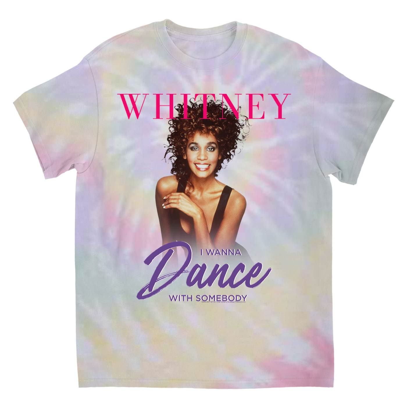 Whitney Houston T-Shirt | I Wanna Dance With Somebody Purple Pink Design (Merchbar Exclusive) Whitney Houston Tie Dye Shirt