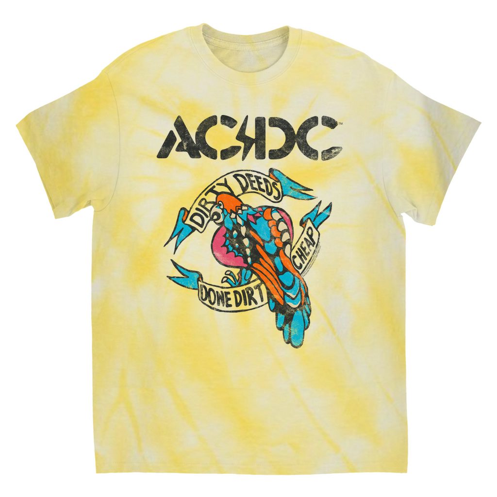 AC/DC T-Shirt | Colorful Dirty Deeds Done Dirt Cheap Tattoo Distressed ...