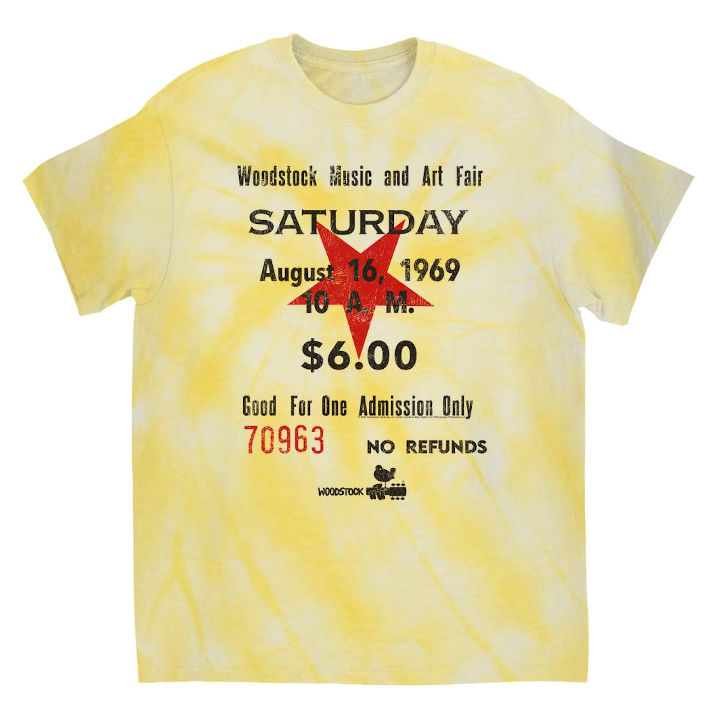Woodstock T-Shirt | Woodstock Music And Art Fair Ticket Stub Design (Merchbar Exclusive) Woodstock Tie Dye Shirt