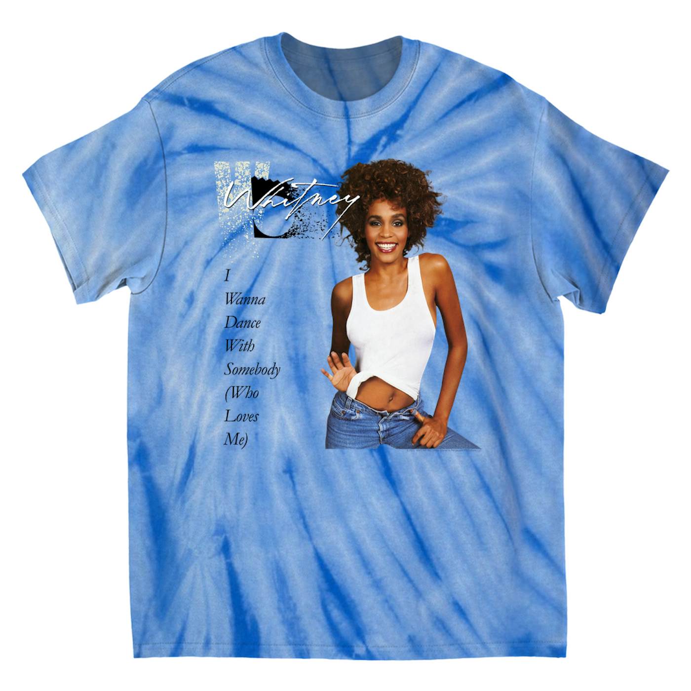 Whitney Houston T-Shirt | I Wanna Dance With Somebody Album Cover Whitney Houston Tie Dye Shirt