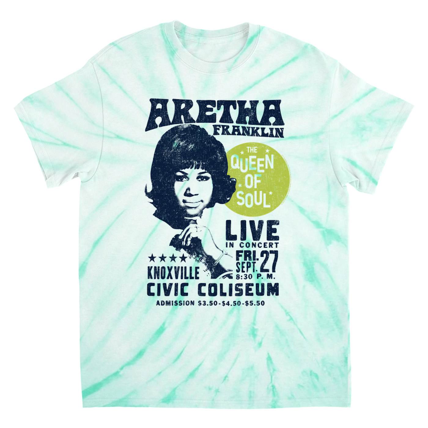 Aretha Franklin T-Shirt | Live From Knoxville Civic Coliseum Distressed Aretha Franklin Tie Dye Shirt