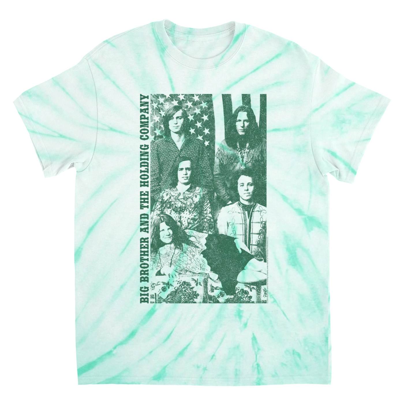 Big Brother & The Holding Company Big Brother and The Holding Co. T-Shirt | Featuring Janis Joplin Group Flag Photo (Merchbar Exclusive) Big Brother and The Holding Co. Tie Dye Shirt