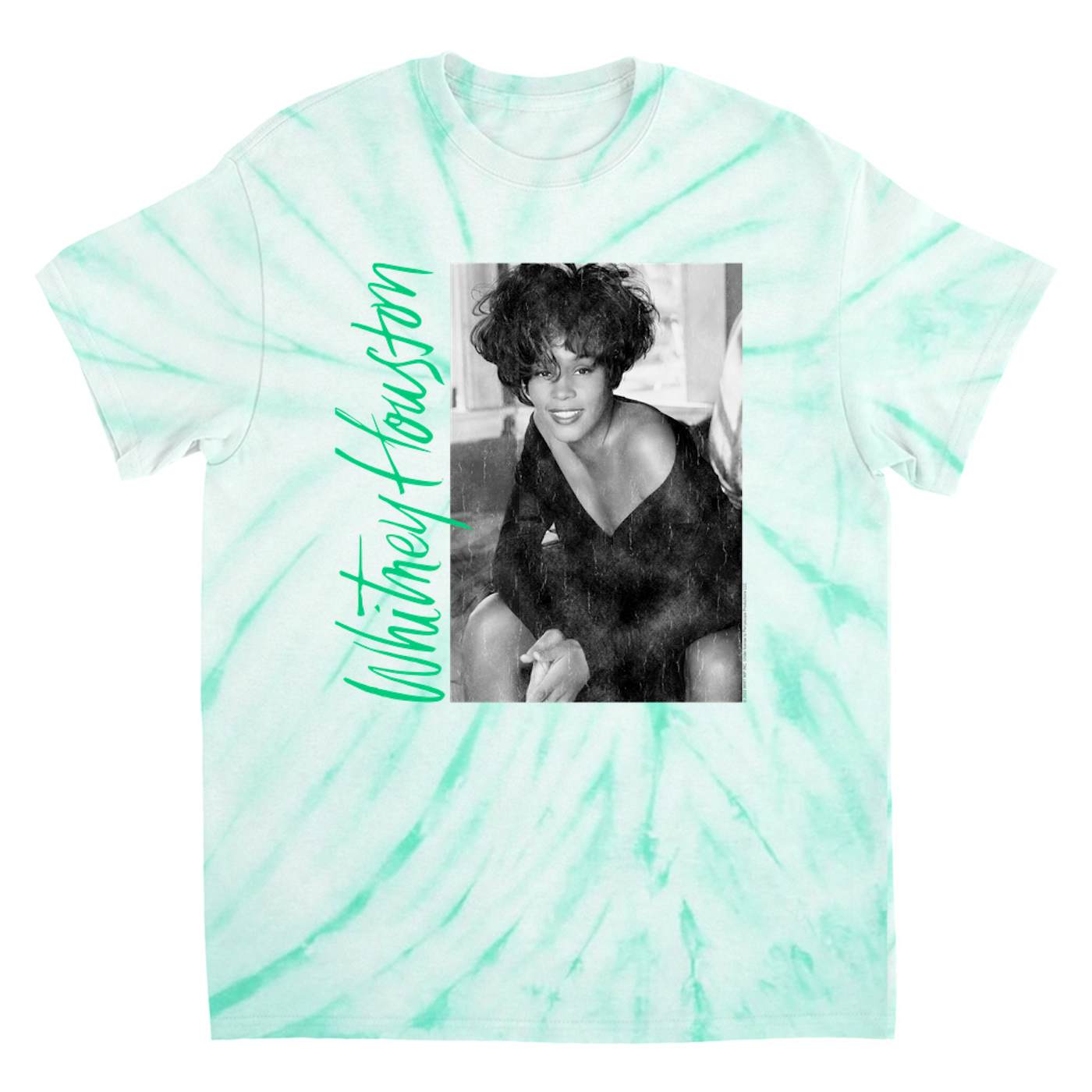 Mens Whitney Houston 90s Photo Screen Print White Graphic Tee Shirt-Medium