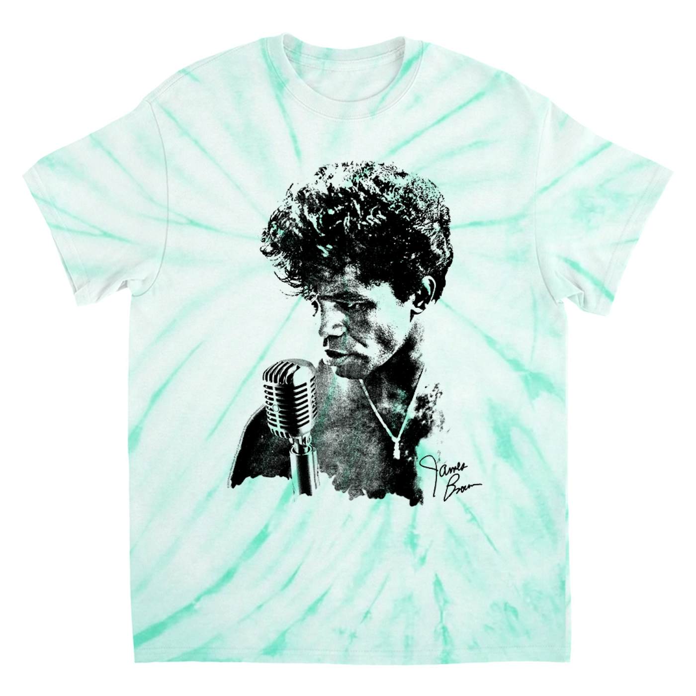 James Brown T-Shirt | Grainy Black White Photo With Signature James Brown Tie Dye Shirt