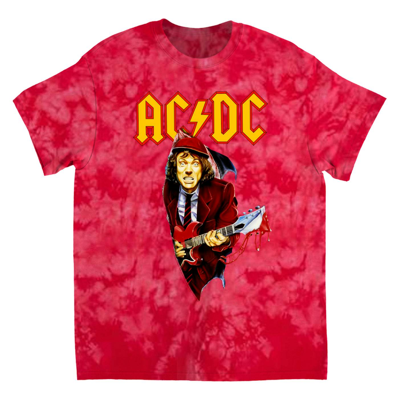 AC/DC T-Shirt | Angus Young With Bloody Guitar Design Tie Dye Shirt