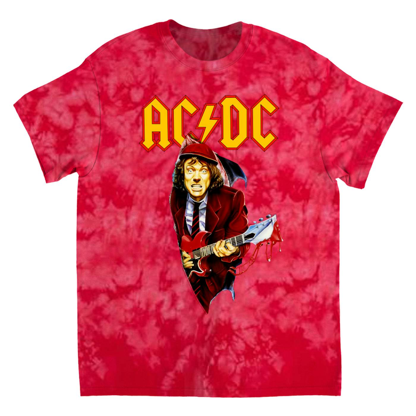 AC/DC T-Shirt | Angus Young With Bloody Guitar Design ACDC Tie Dye Shirt