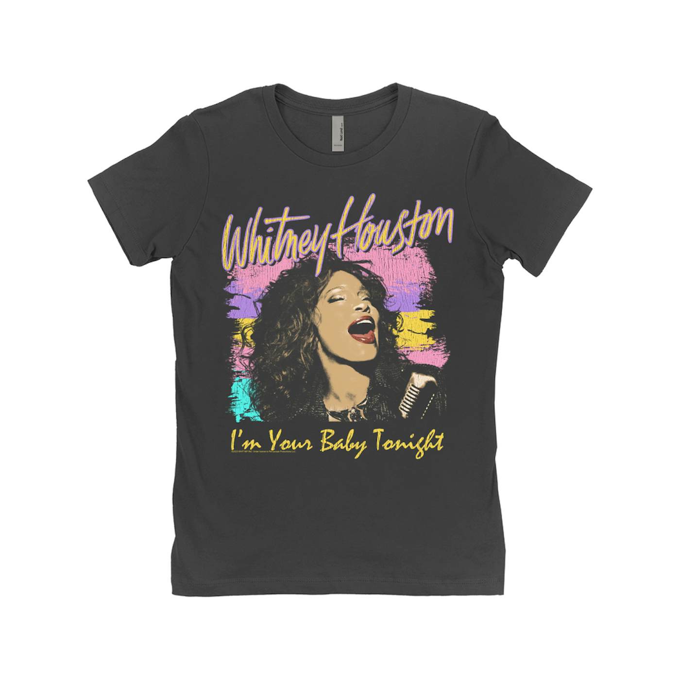 Whitney Houston Ladies' Boyfriend T-Shirt | I'm Your Baby Tonight Colorful Illustration Whitney Houston Shirt