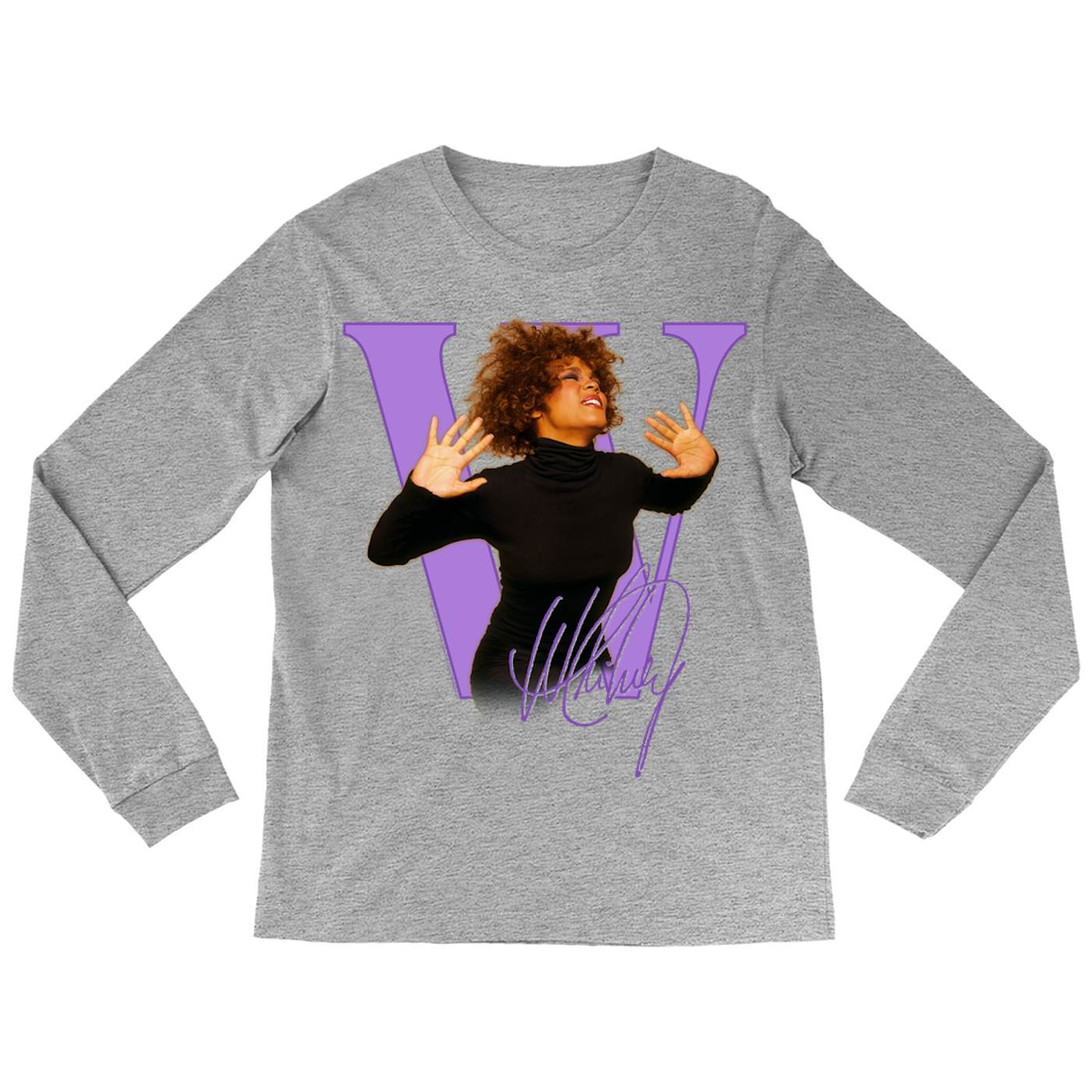 Whitney Houston Long Sleeve Shirt | Purple "W" Is For Whitney (Merchbar Exclusive) Whitney Houston Shirt