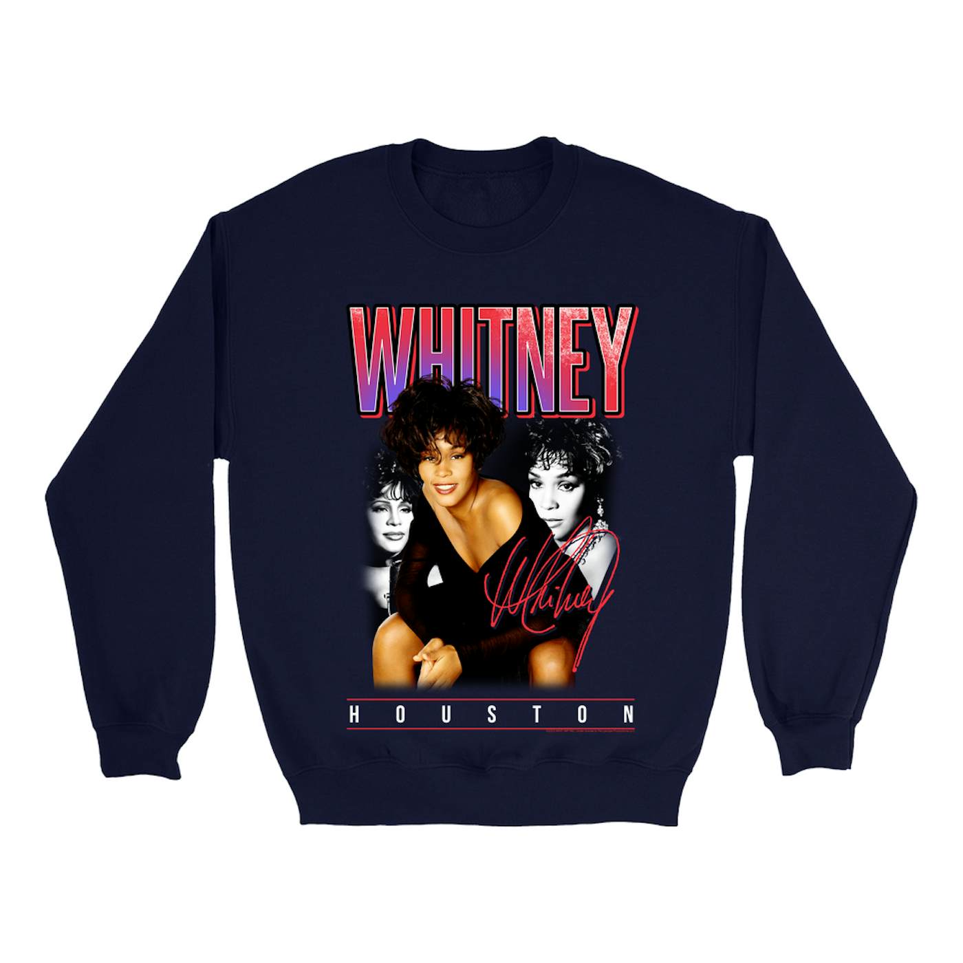 Whitney Houston Sweatshirt | Triple Red Purple Collage Whitney Houston Sweatshirt
