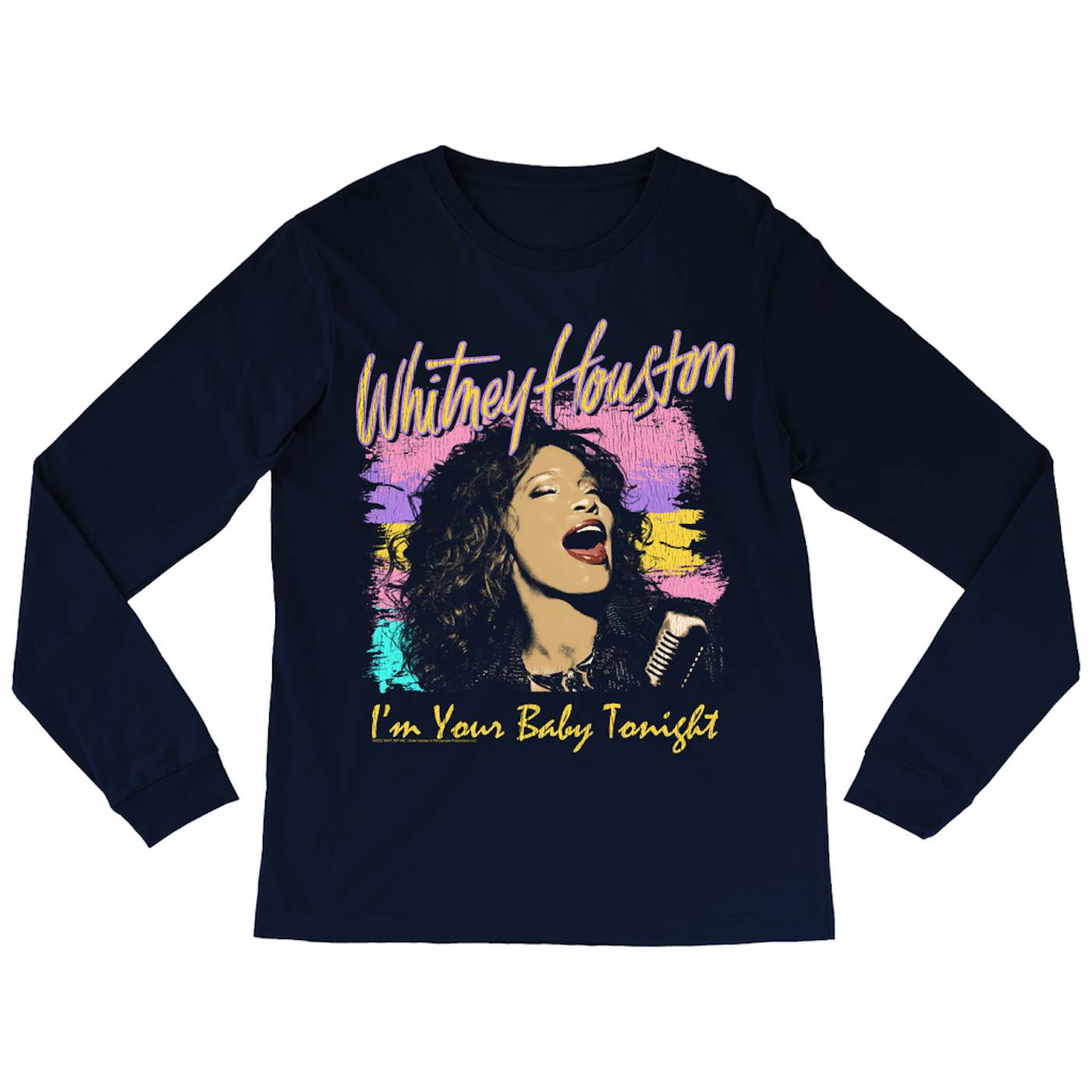 Whitney Houston Long Sleeve Shirt | I'm Your Baby Tonight Colorful Illustration Whitney Houston Shirt