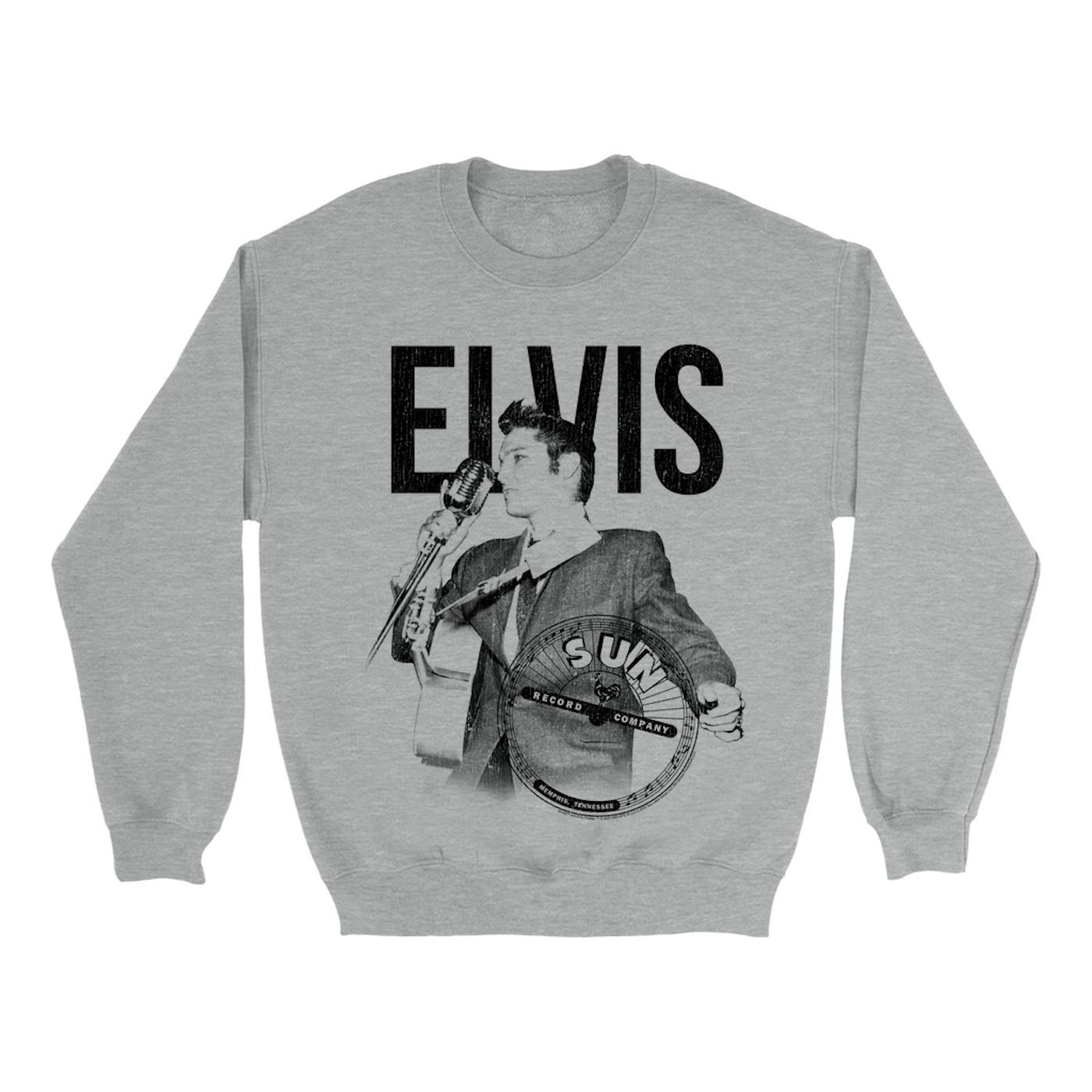 Sun Records Sweatshirt | Elvis Presley Solo Live Black Distressed Sun Records Sweatshirt