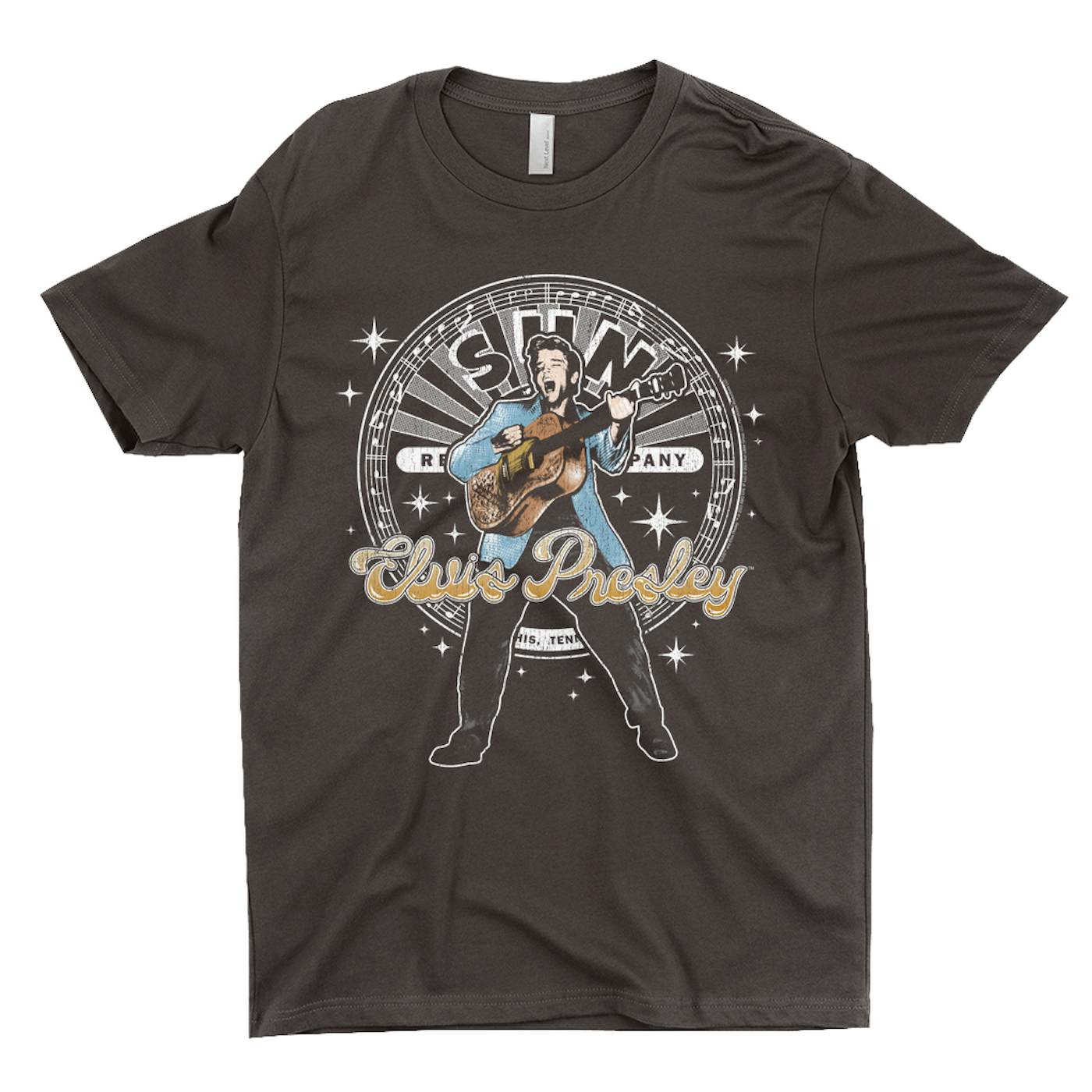 Sun Records T-Shirt | Singing Elvis Presley With Record Label Logo Sun Records Shirt