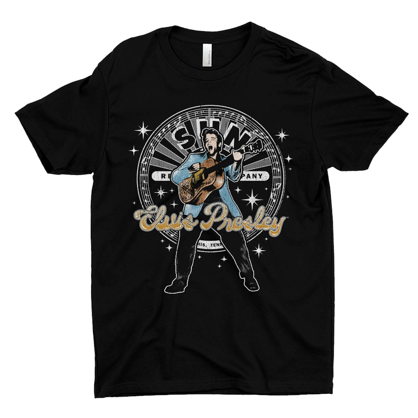 Sun Records T-Shirt | Singing Elvis Presley With Record Label Logo Sun Records Shirt