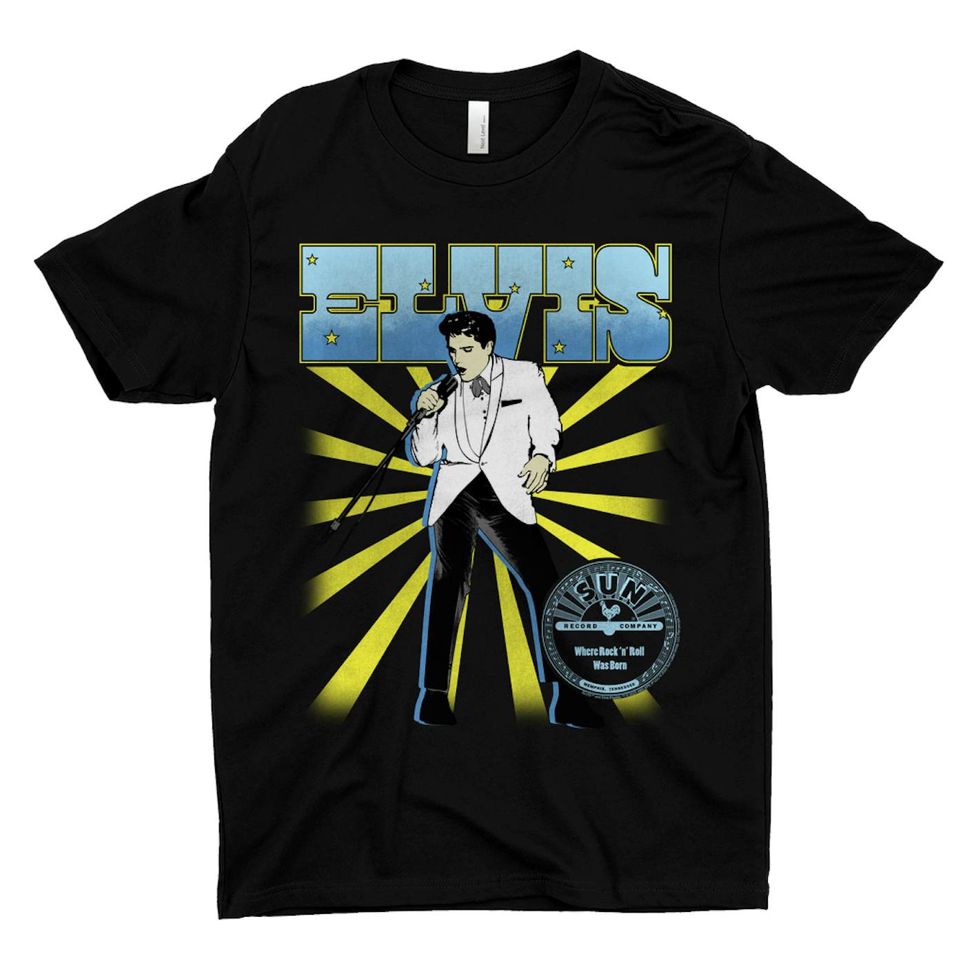 Sun Records T-Shirt | Elvis Presley Retro Blue Yellow Burst (Merchbar Exclusive) Sun Records Shirt