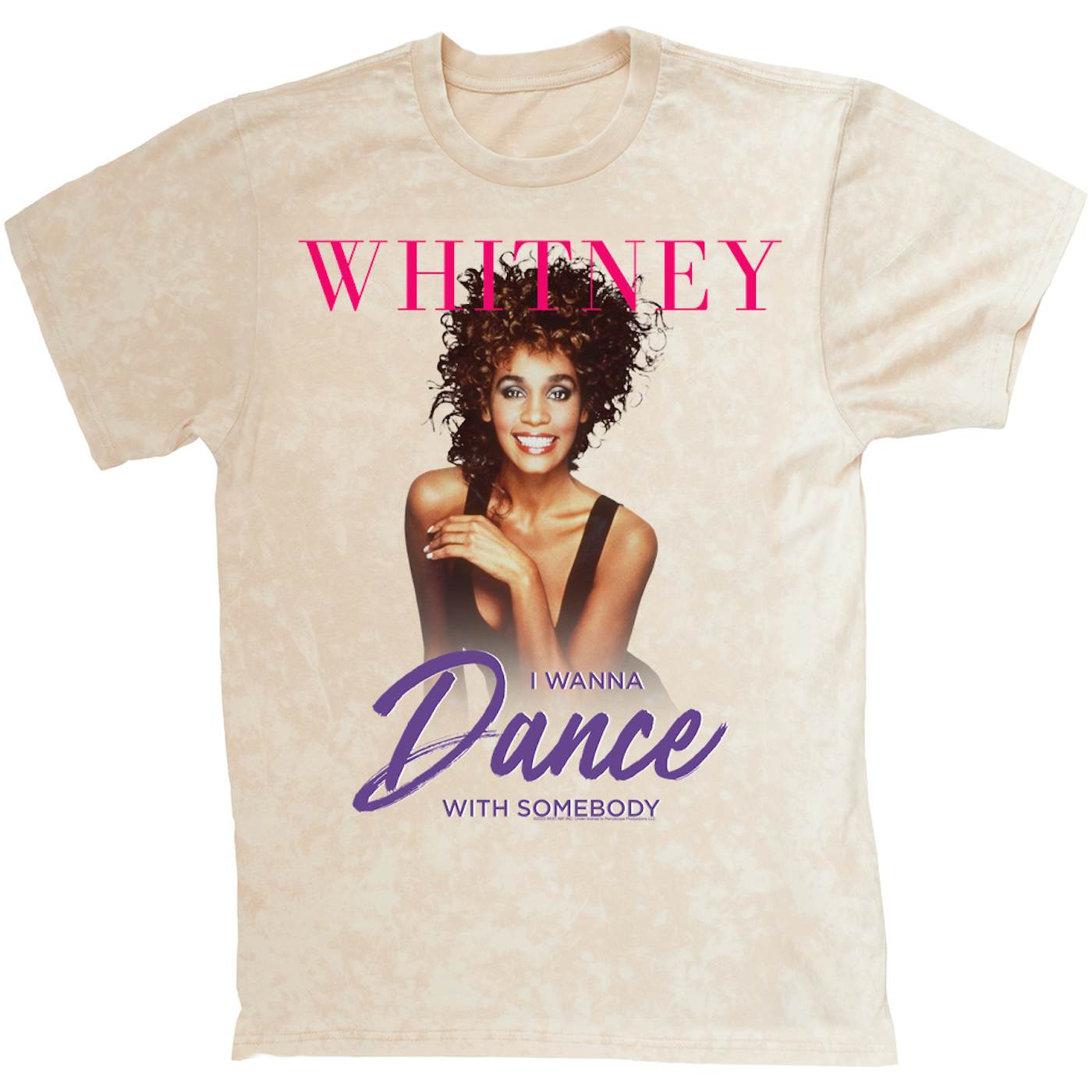 Whitney Houston T-shirt I Dance With Somebody Purple Pink Design (Merchbar Exclusive) Whitney Houston Mineral Wash Shirt