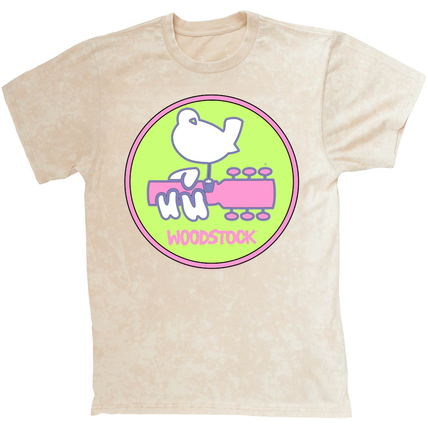Woodstock T-shirt | Neon Pastel Ombre Logo Design  (Merchbar Exclusive) Woodstock Mineral Wash Shirt