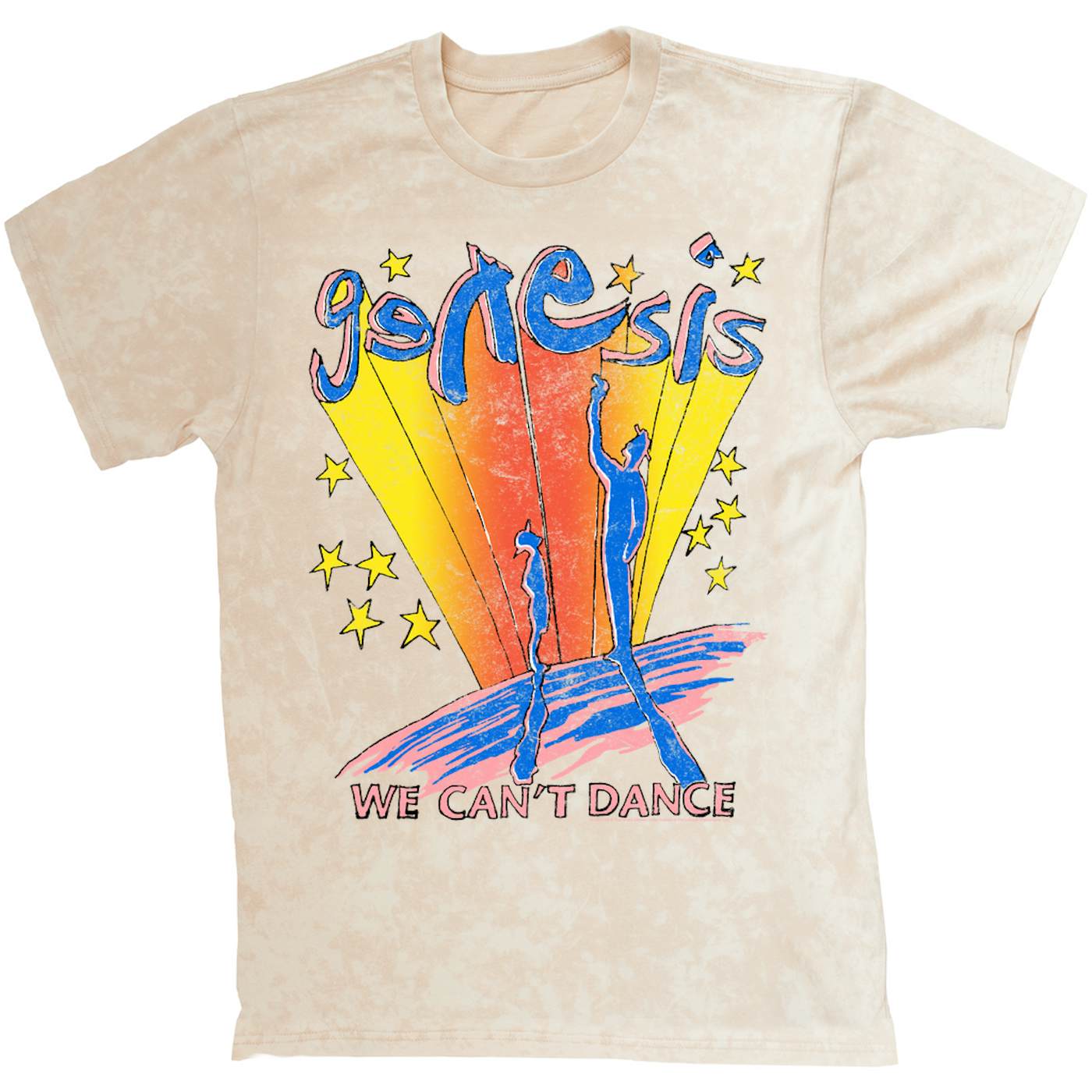 Genesis T-shirt | We Can't Dance Colorful Sketch Distressed Genesis Mineral Wash Shirt