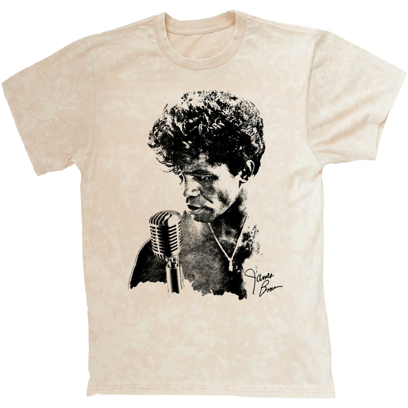 James Brown T-shirt | Grainy Black White Photo With Signature James Brown Mineral Wash Shirt