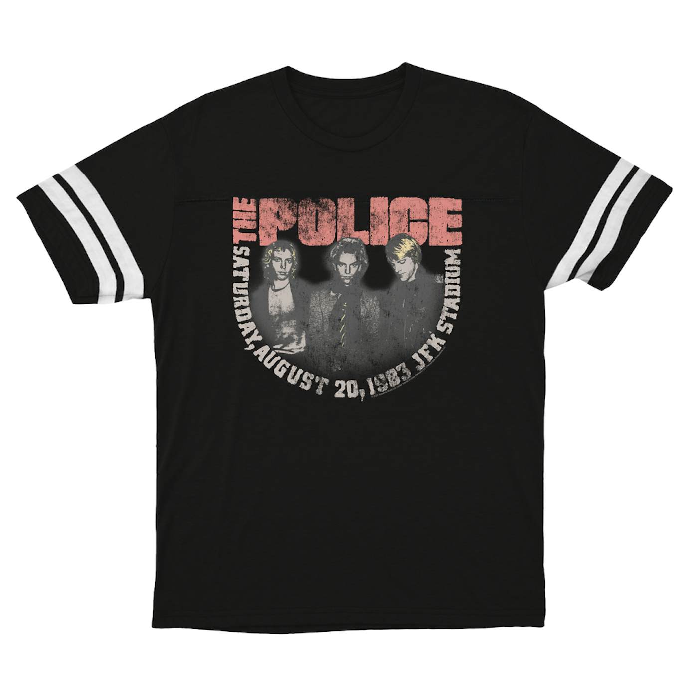 The Police T-Shirt | JFK Statium 1983 Concert Distressed The Police Football Shirt