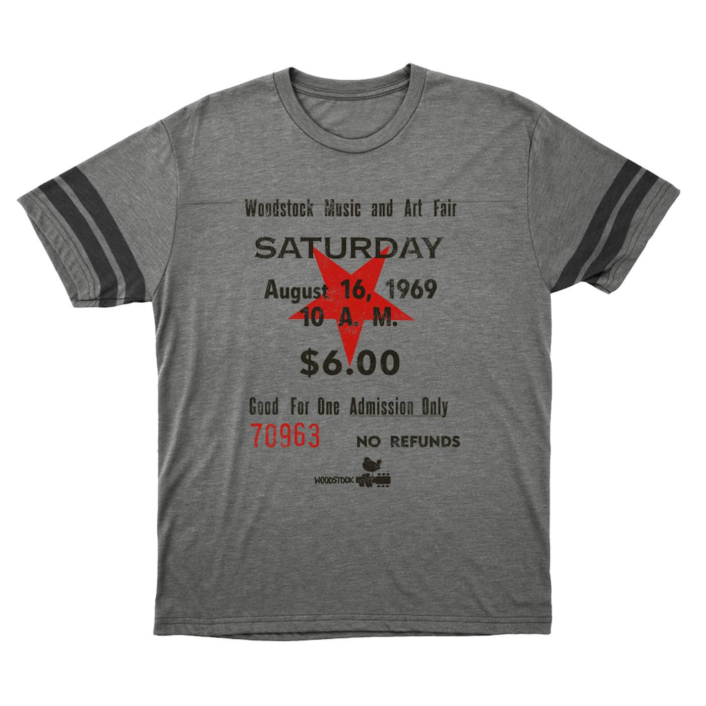 Woodstock T-Shirt | Woodstock Music And Art Fair Ticket Stub Design (Merchbar Exclusive) Woodstock Football Shirt