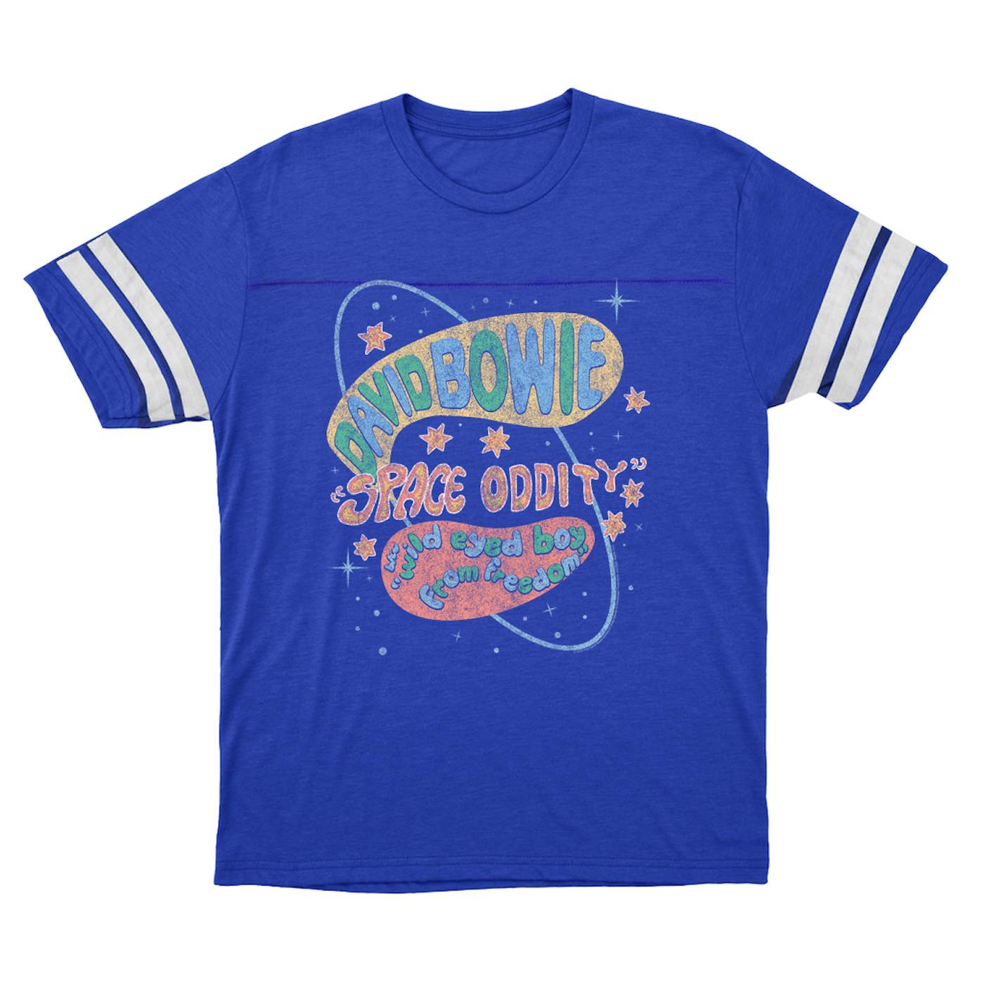 David Bowie T-Shirt | Pastel Space Oddity Distressed David Bowie Football Shirt