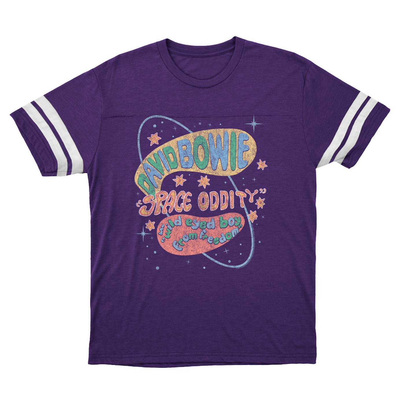 David Bowie T-Shirt | Pastel Space Oddity Distressed David Bowie Football Shirt