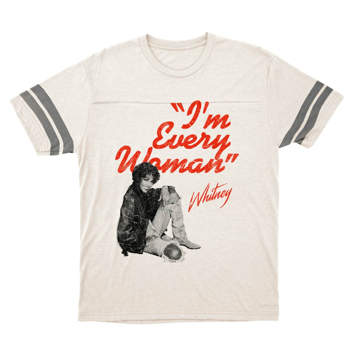 Whitney Houston T-Shirt | I'm Every Woman Distressed (Merchbar Exclusive) Whitney Houston Football Shirt