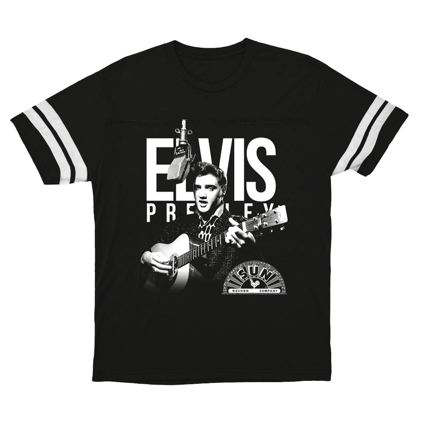 Elvis Presley Sun Records T-Shirt | Performing In White With Logo Sun Records Football Shirt