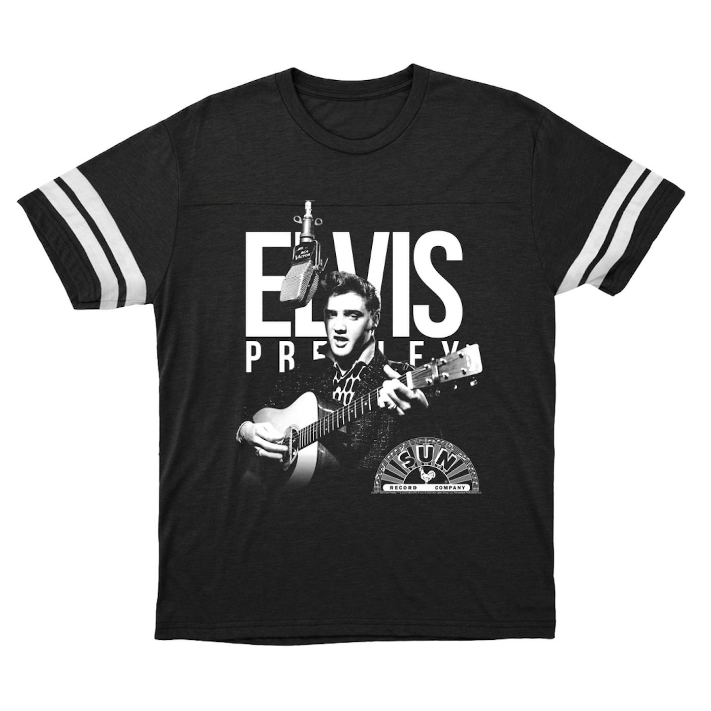 Elvis Presley Sun Records T-Shirt | Performing In White With Logo Sun Records Football Shirt