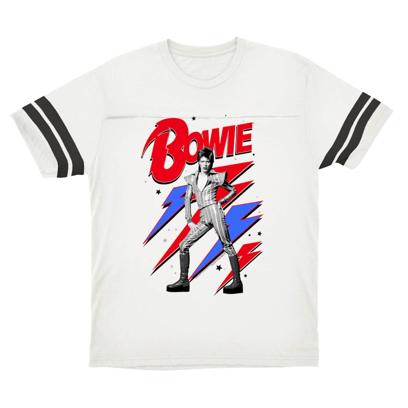 David Bowie T-Shirt  Red, White, Blue Ziggy Stardust And The Spiders From  Mars (Merchbar Exclusive) David Bowie Football Shirt