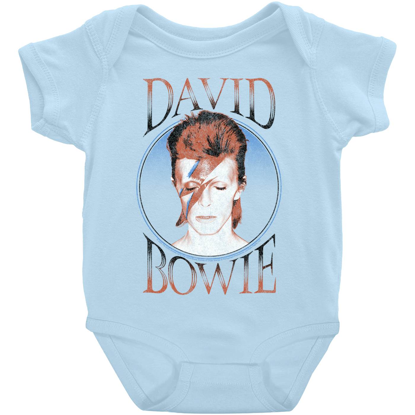 David Bowie Baby Short Sleeve Bodysuit | Reissue Aladdin Sane Design Distressed David Bowie Bodysuit