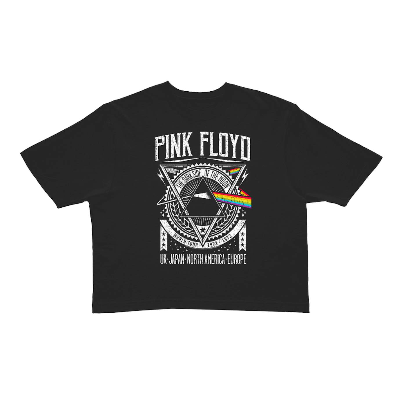 Pink Floyd Ladies' Crop Tee  Dark Side Of The Moon World Tour 1972-1973  Pink Floyd Crop T-shirt