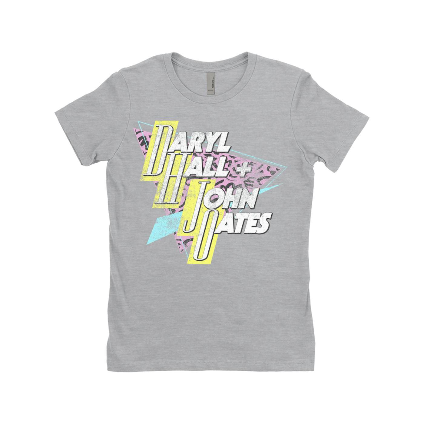 Daryl Hall & John Oates Ladies' Boyfriend T-Shirt | Retro Triangle Logo Distressed Hall & Oates Shirt