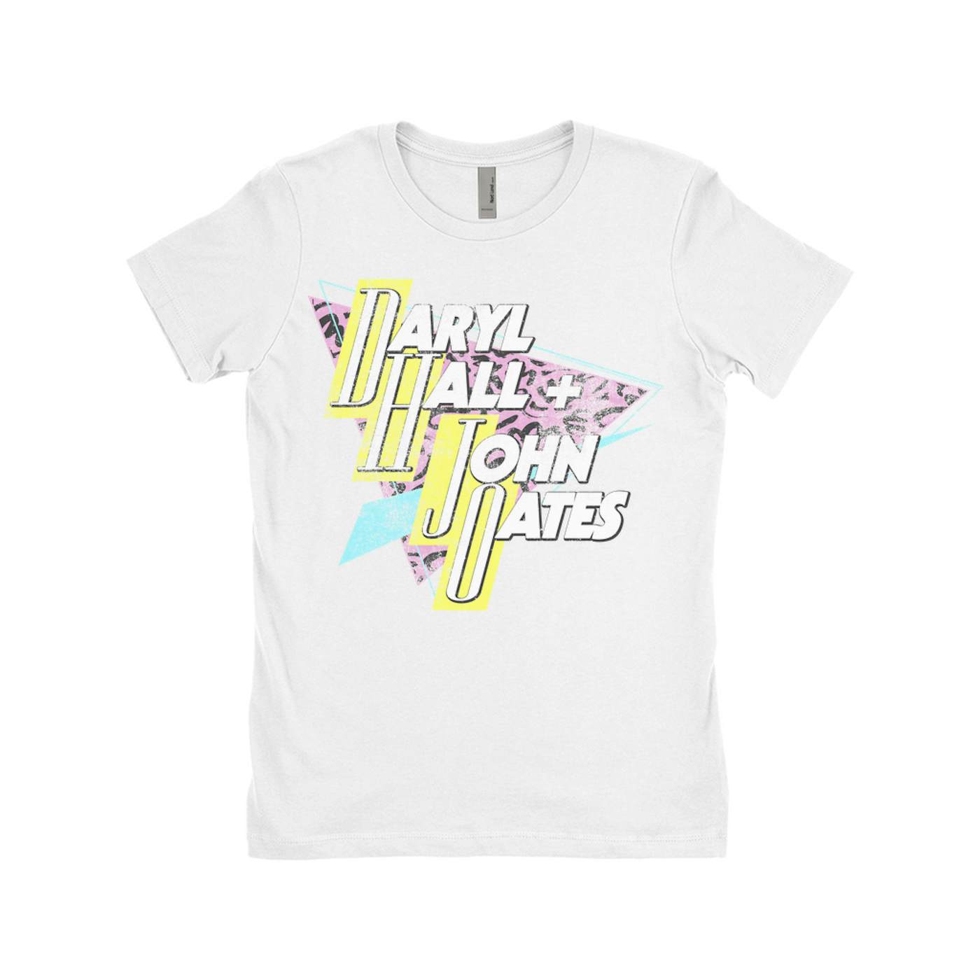 Daryl Hall & John Oates Ladies' Boyfriend T-Shirt | Retro Triangle Logo Distressed Hall & Oates Shirt