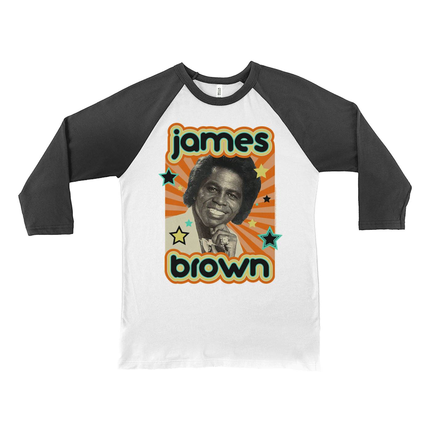 James Brown 3/4 Sleeve Baseball Tee | Retro Stars Power Design James Brown  Shirt