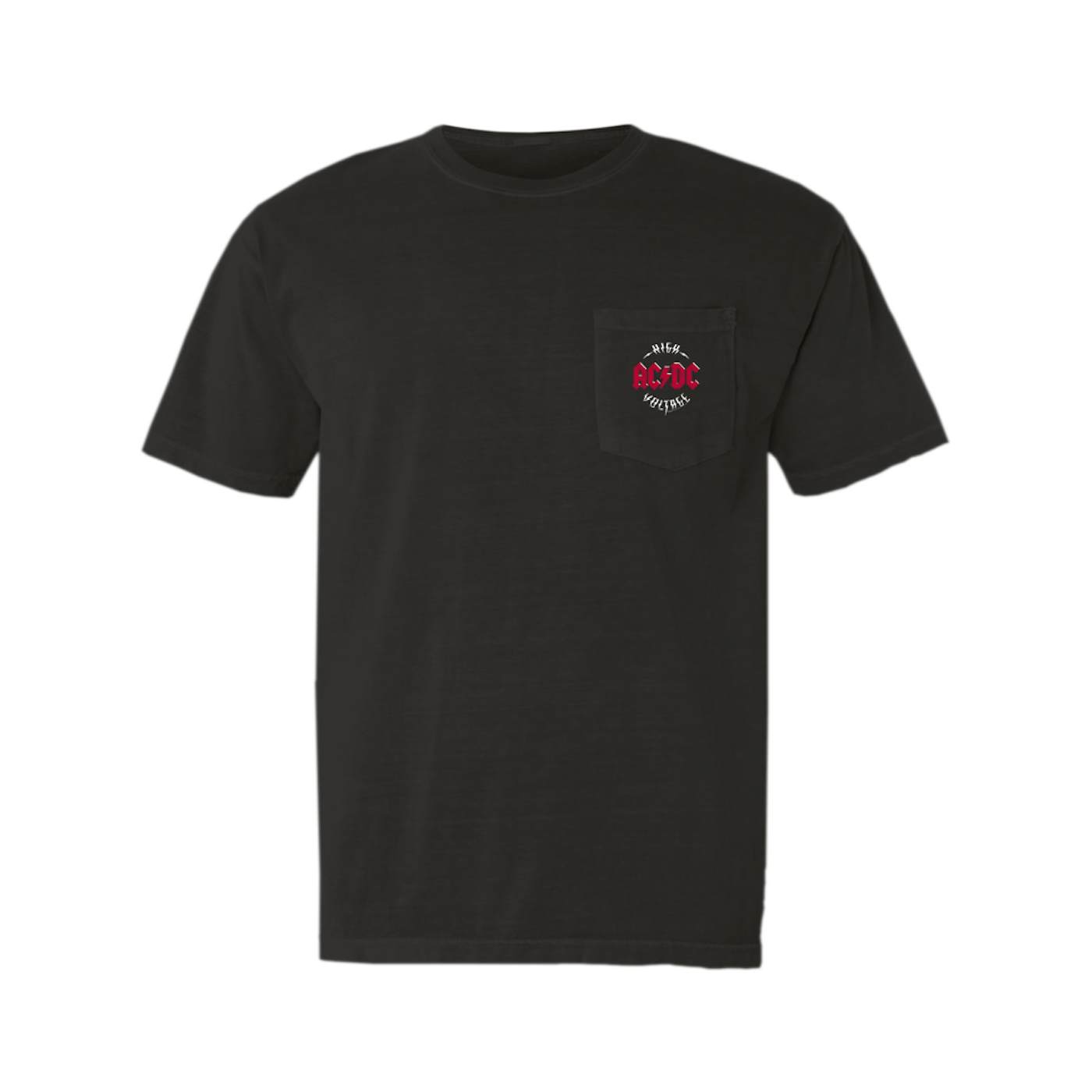 AC/DC T-Shirt | High Voltage Red Logo Distressed (Merchbar Exclusive) ACDC Pocket T-shirt
