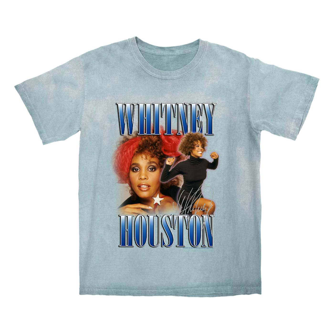 Whitney Houston T shirt Blue Collage Duo Whitney Houston Color