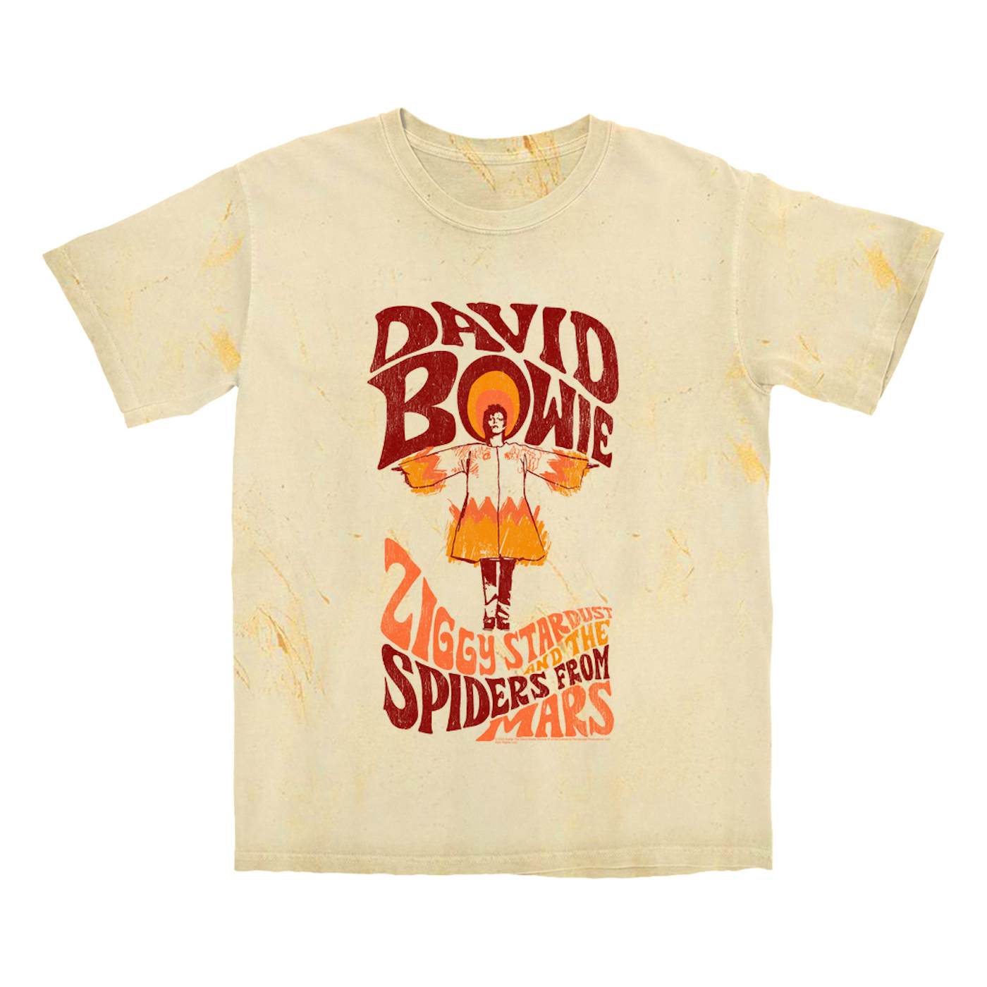 David Bowie T-shirt | Retro Orange Ziggy Stardust And The Spiders From Mars Distressed (Merchbar Exclusive) David Bowie Color Blast Shirt