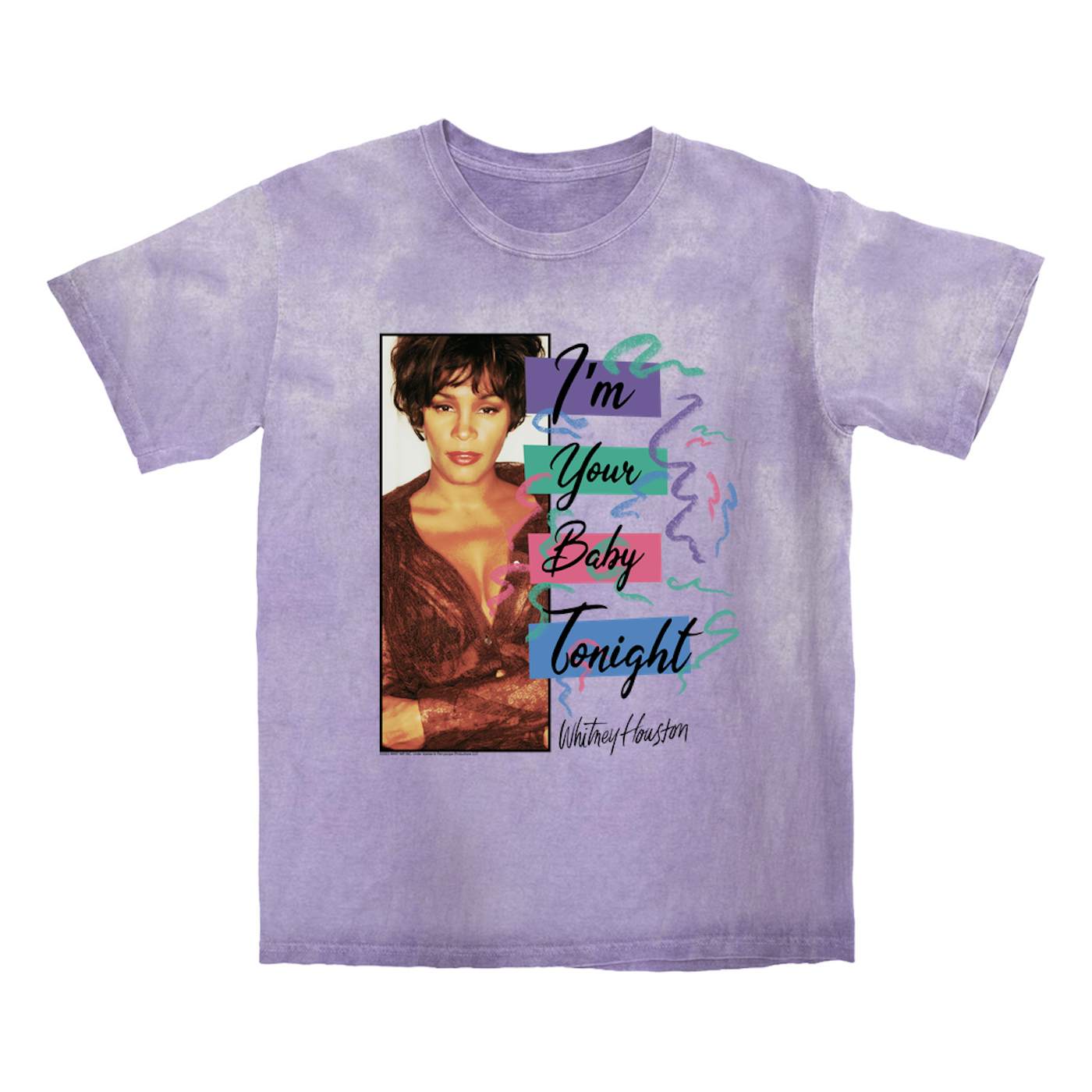Whitney Houston T-shirt | I'm Your Baby Tonight Pastel Party (Merchbar Exclusive) Whitney Houston Color Blast Shirt