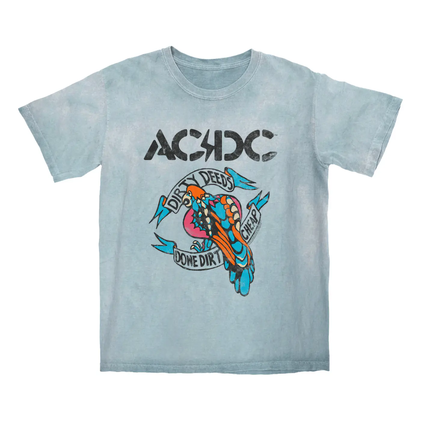 AC/DC T-shirt | Colorful Dirty Deeds Done Dirt Cheap Tattoo Distressed ...