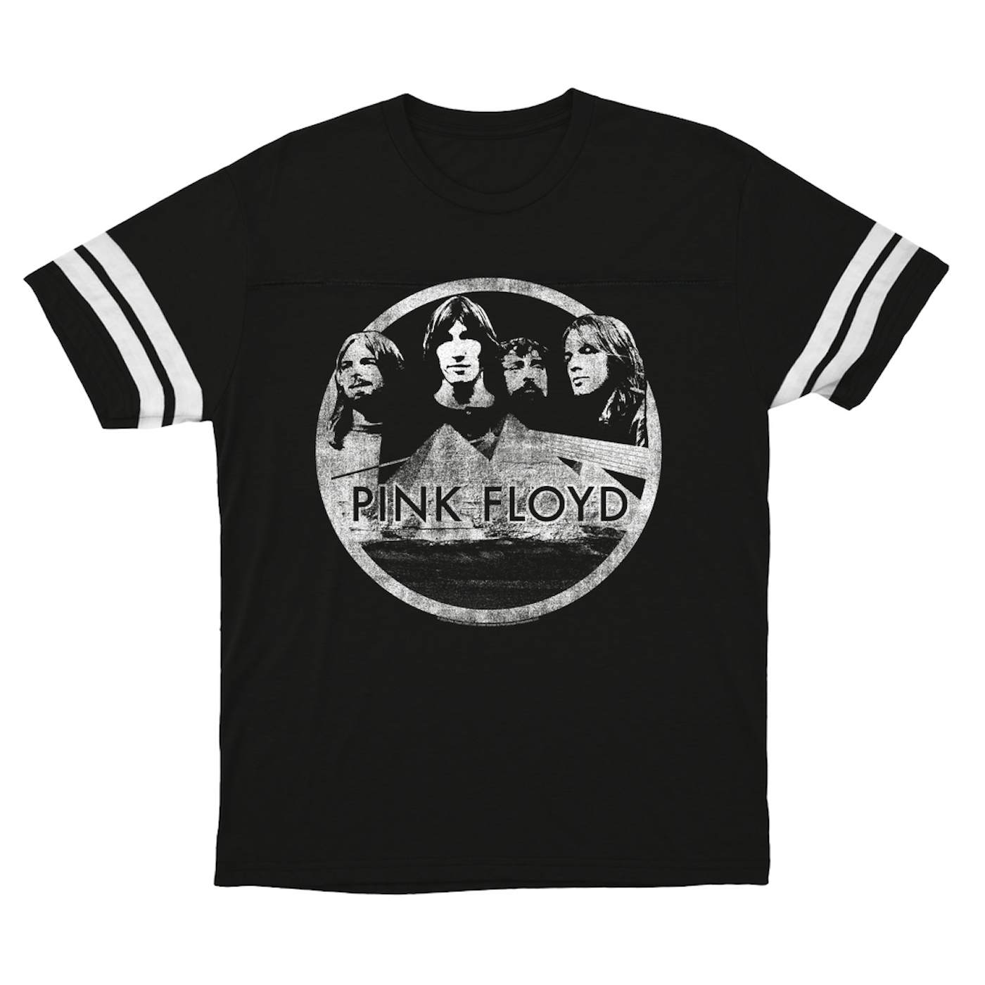 Pink Floyd T-Shirt | Pyramid Black White Design Distressed Pink Floyd Football Shirt
