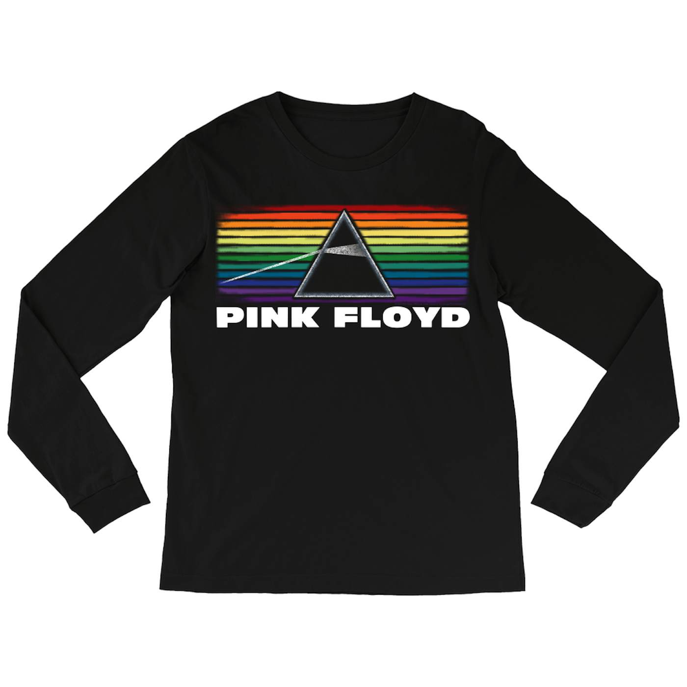 Pink Floyd Long Sleeve Shirt | The Dark Side Of The Moon Banner Rainbow Distressed Pink Floyd Shirt